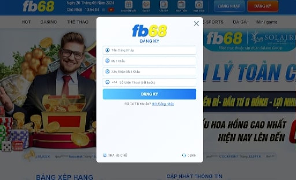 Các thông tin hệ thống yêu cầu trong quá trình đăng ký tài khoản FB68 chính chủ.
