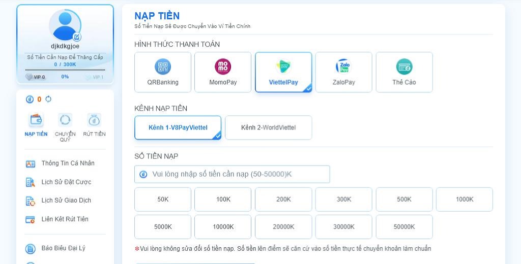 Quy định về việc nạp rút tiền nhà cái FB68.