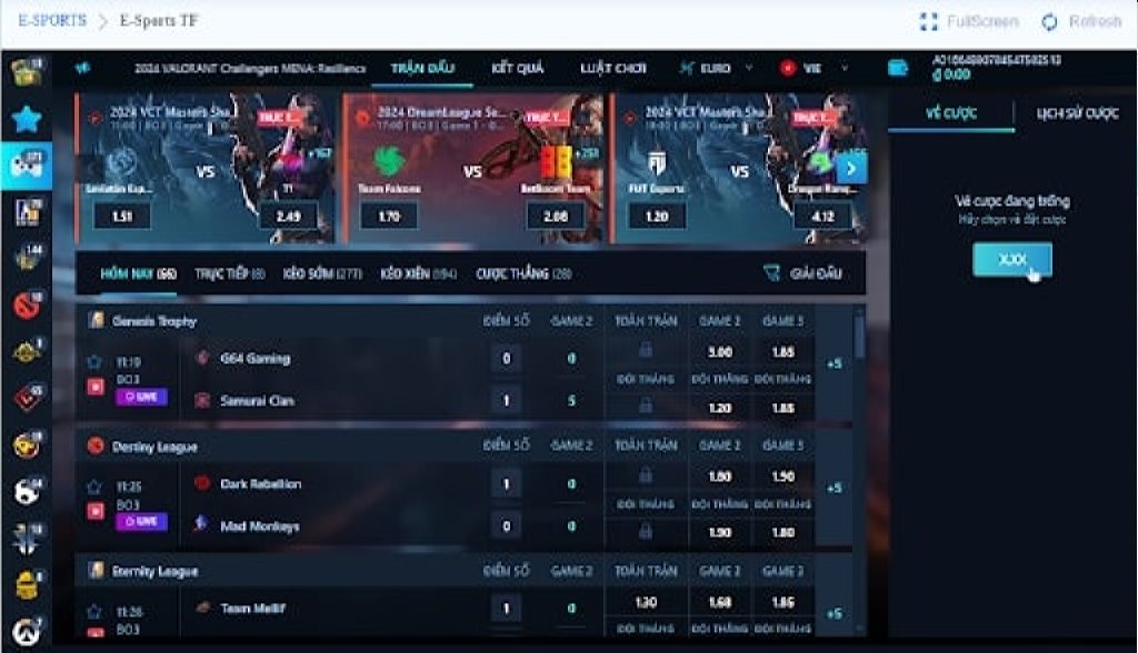 Thiên đường cá cược tại sảnh E-Sports.