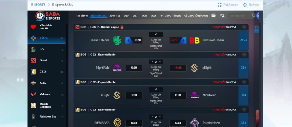 Cập nhật lịch thi đấu cùng những trận đối đầu hấp dẫn của Esport game.