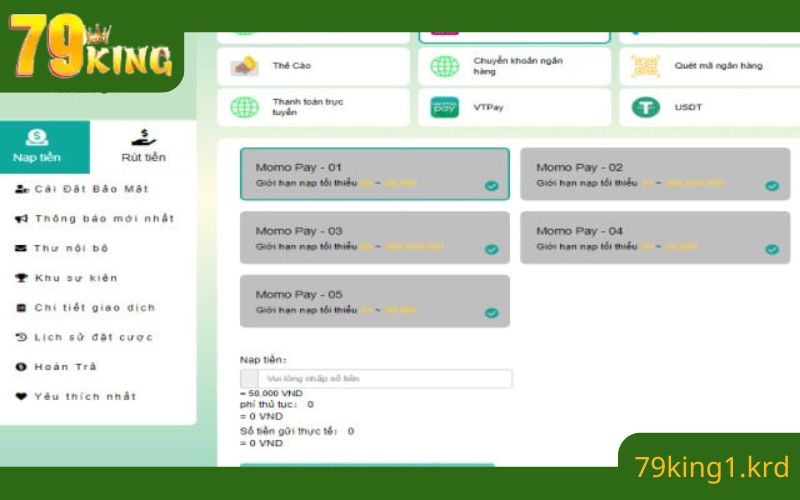 Hướng dẫn chi tiết các bước  rút tiền 79KING 